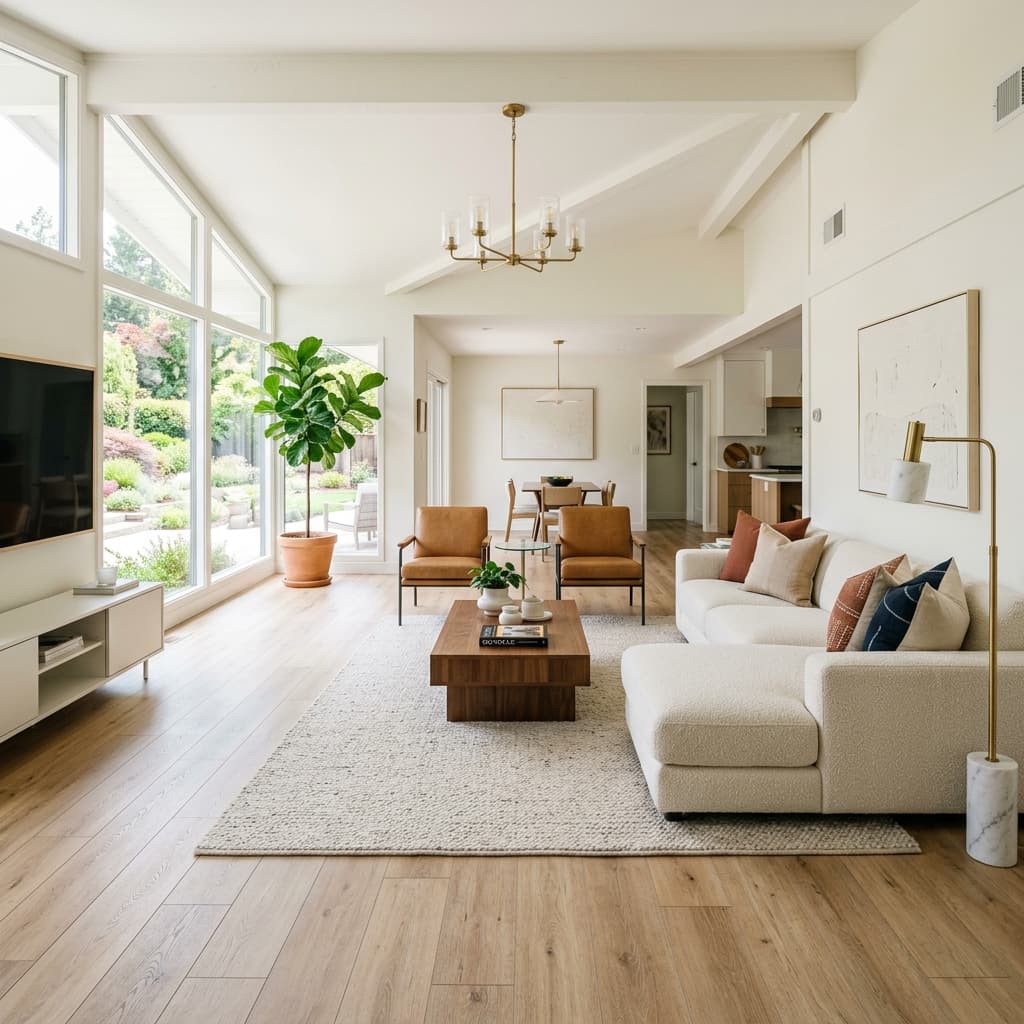 Light Oak Flooring in Living Room