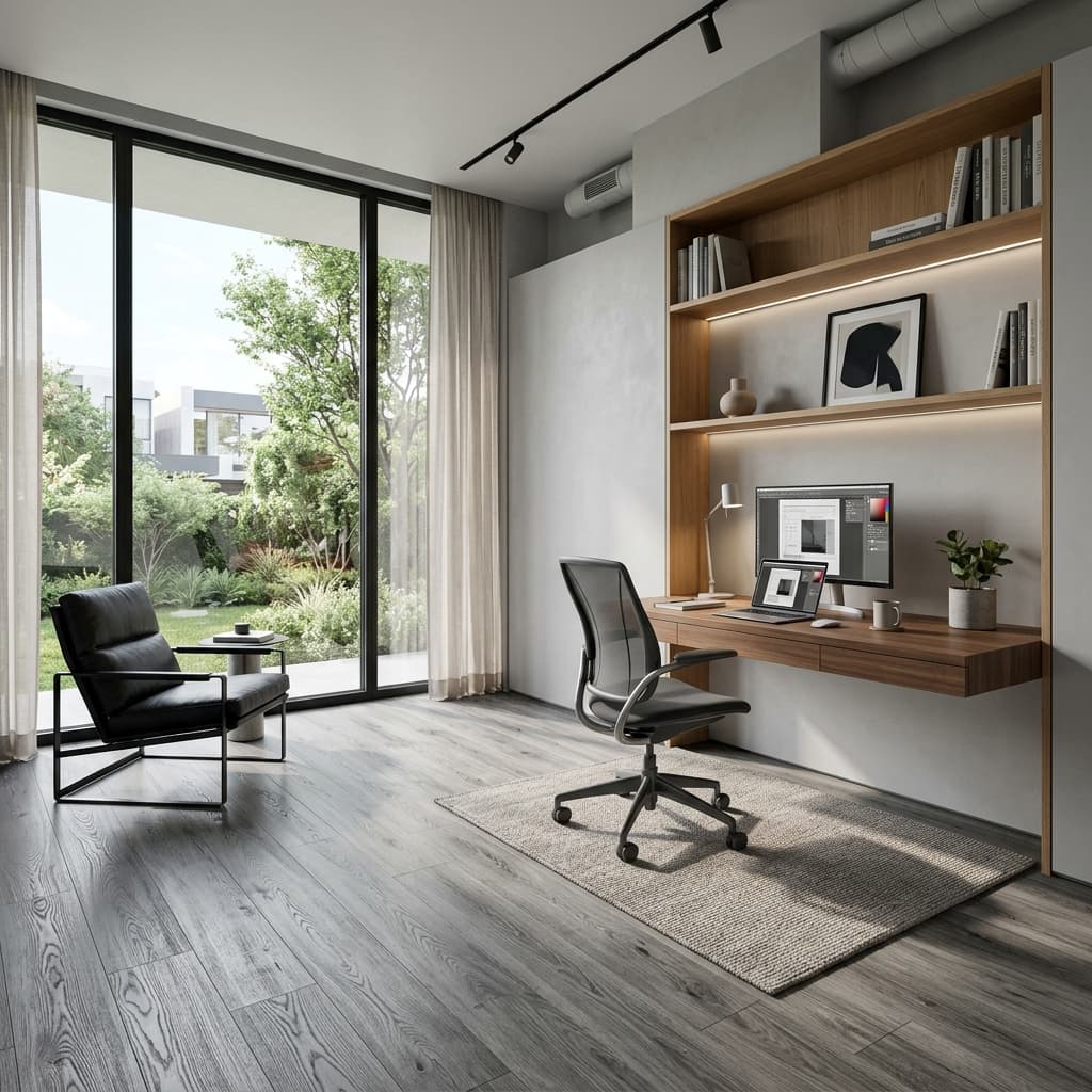 Grey Flooring in Home Office